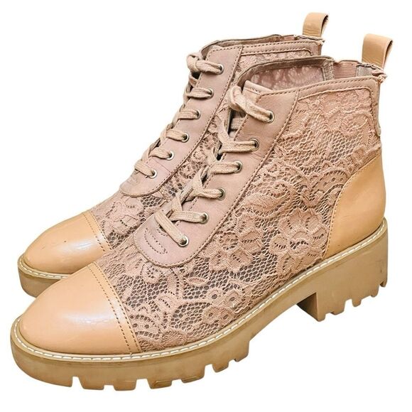 Donald Pliner Ankle Boot Women’s Eliaa Blush Patent Lace-Up Combat Shoes - Picture 3 of 15